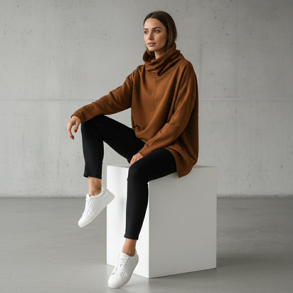 Lässiges Damen Sweatshirt mit Rollkragen | Winter