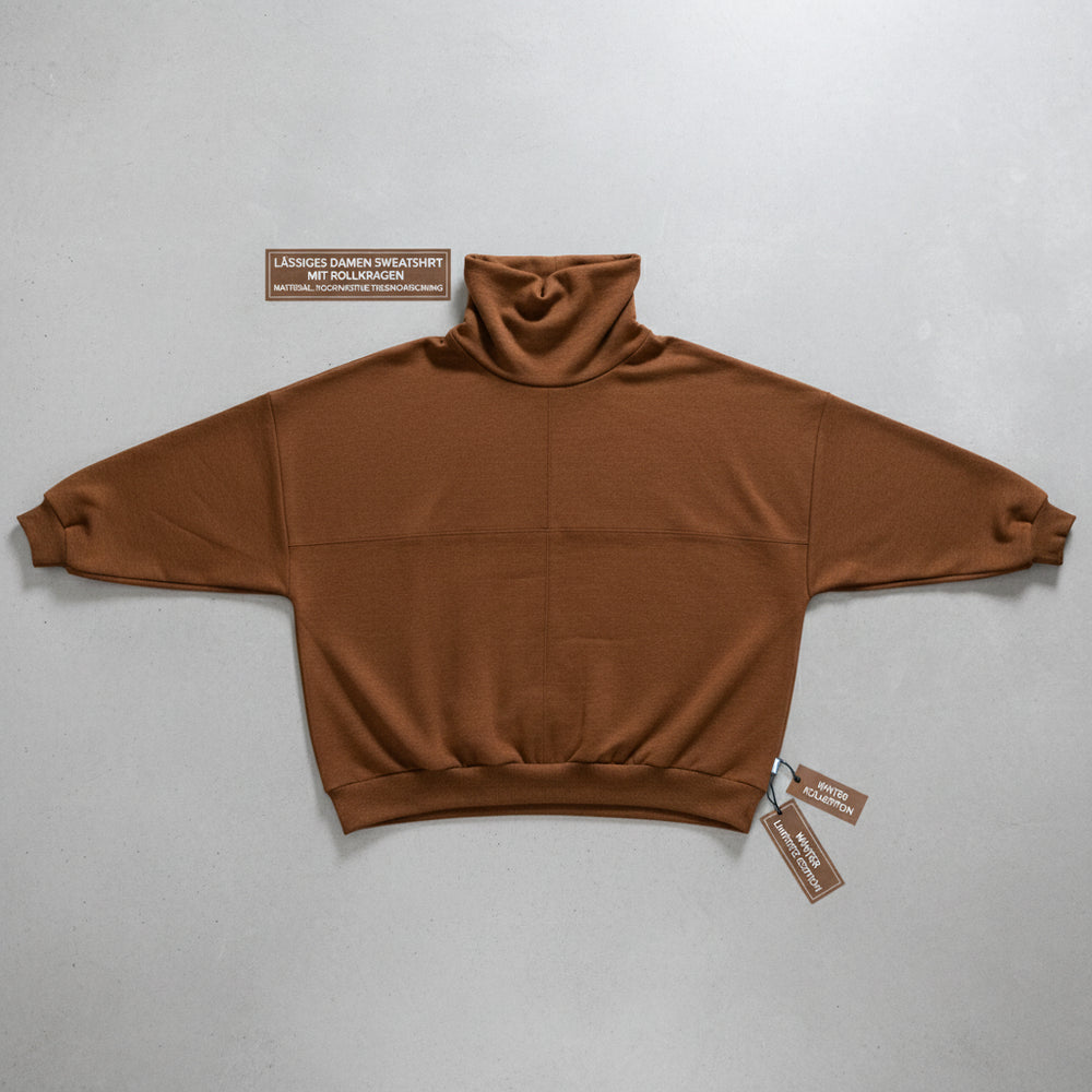 Lässiges Damen Sweatshirt mit Rollkragen | Winter