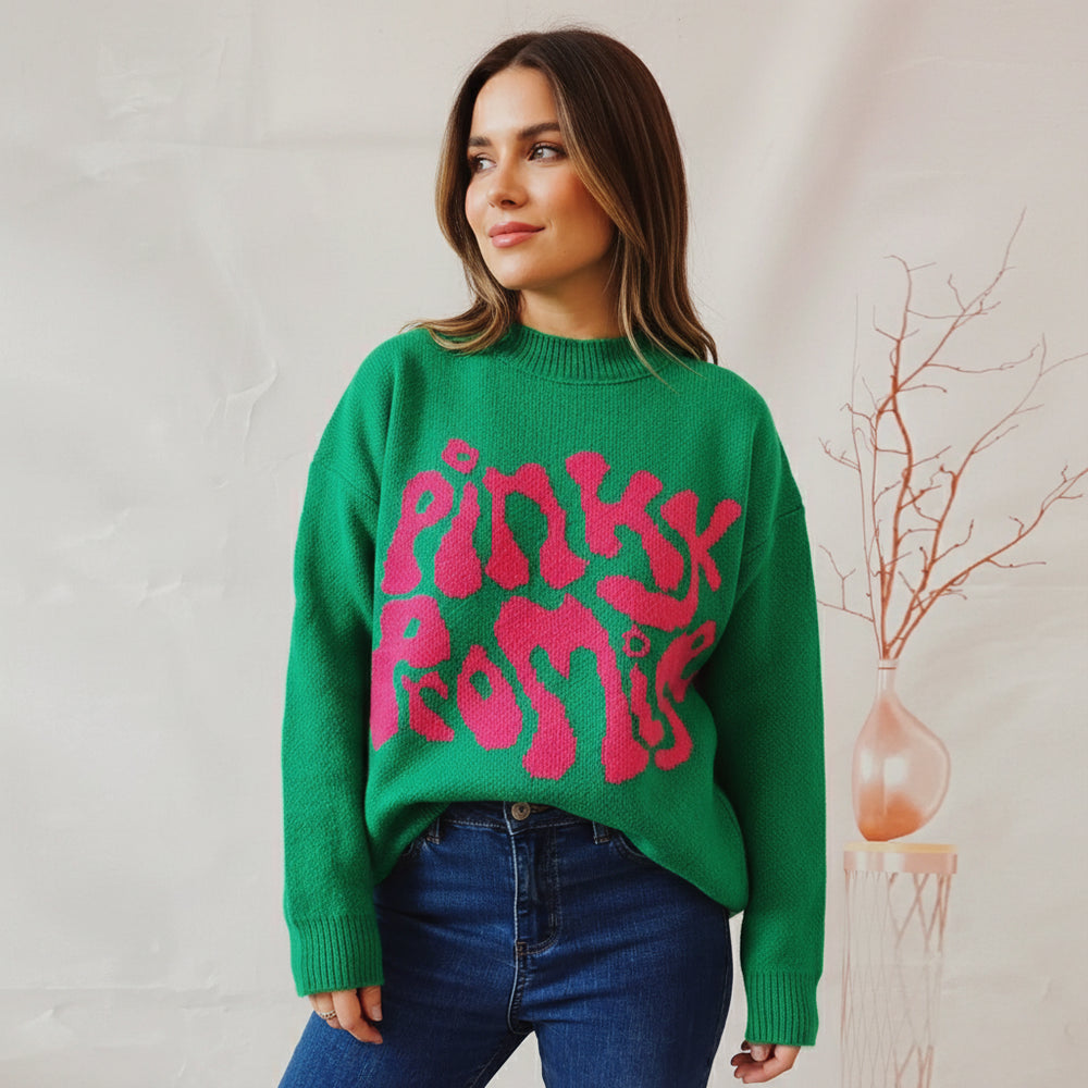 Lockerer Damen Jacquard Strickpullover | Herbst