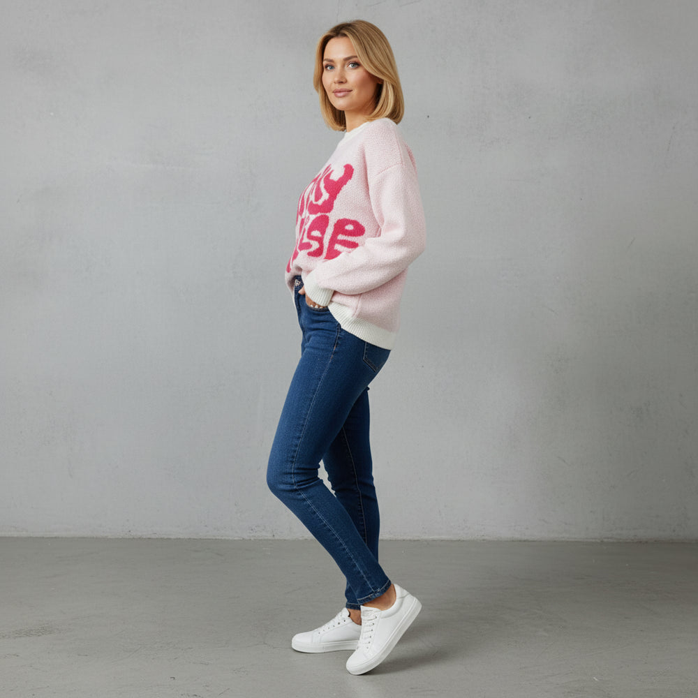 Lockerer Damen Jacquard Strickpullover | Herbst