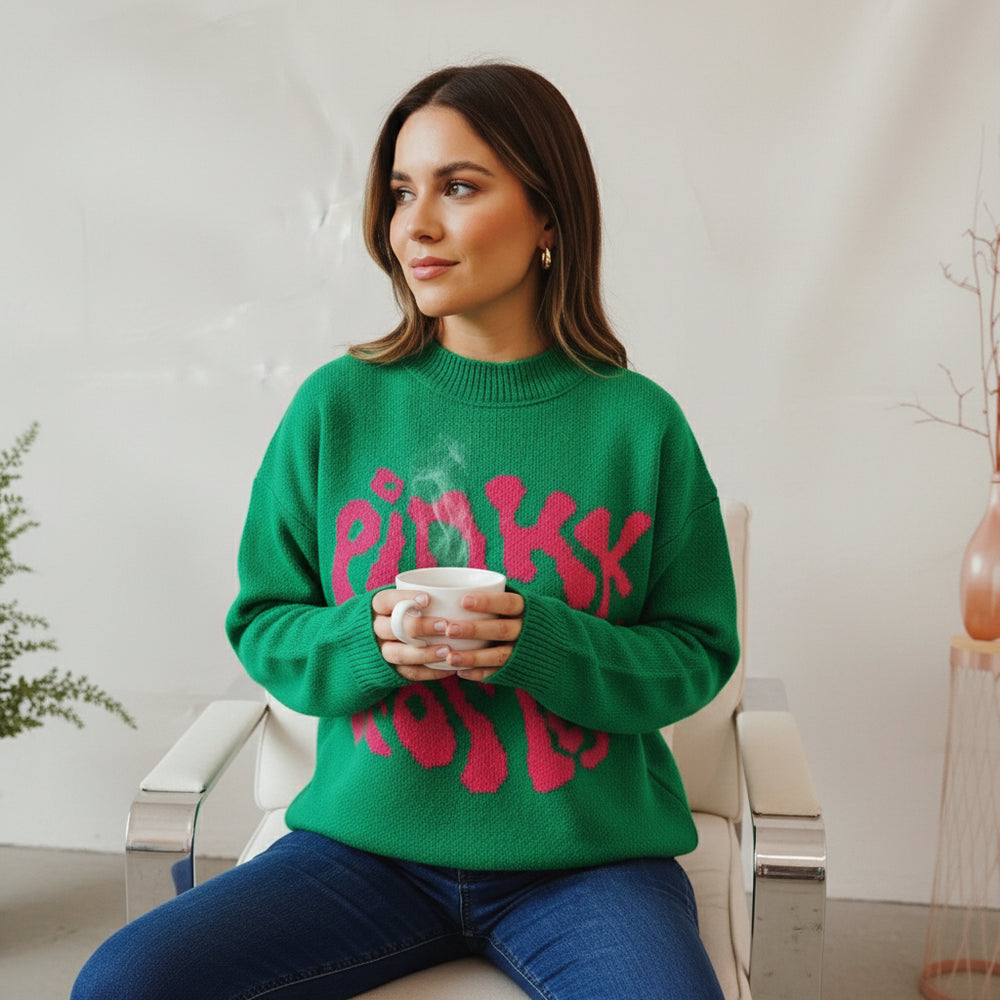 Lockerer Damen Jacquard Strickpullover | Herbst