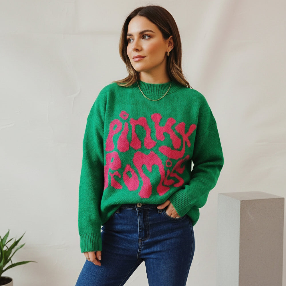 Lockerer Damen Jacquard Strickpullover | Herbst