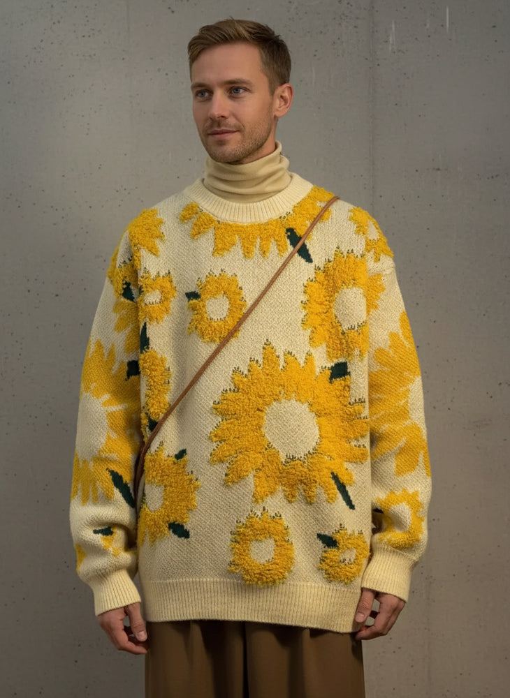 Herren Strickpullover mit Blumenmuster | Herbst