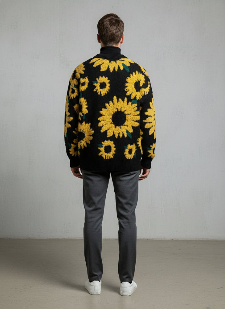 Herren Strickpullover mit Blumenmuster | Herbst