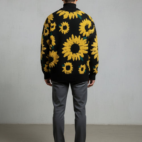 Herren Strickpullover mit Blumenmuster | Herbst