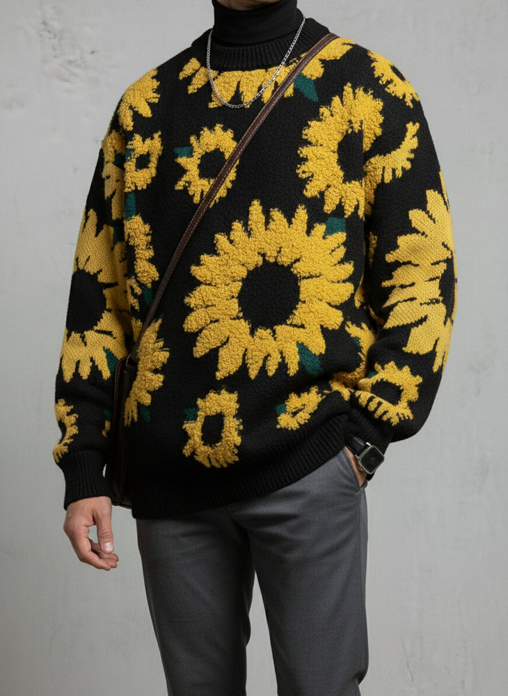 Herren Strickpullover mit Blumenmuster | Herbst