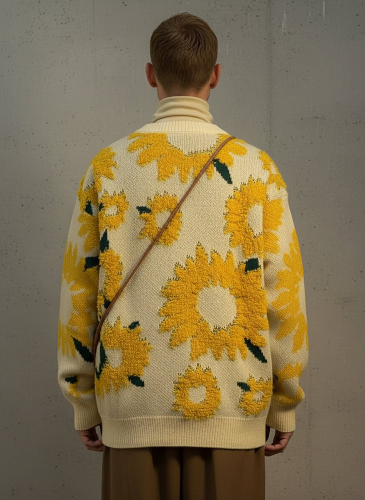 Herren Strickpullover mit Blumenmuster | Herbst