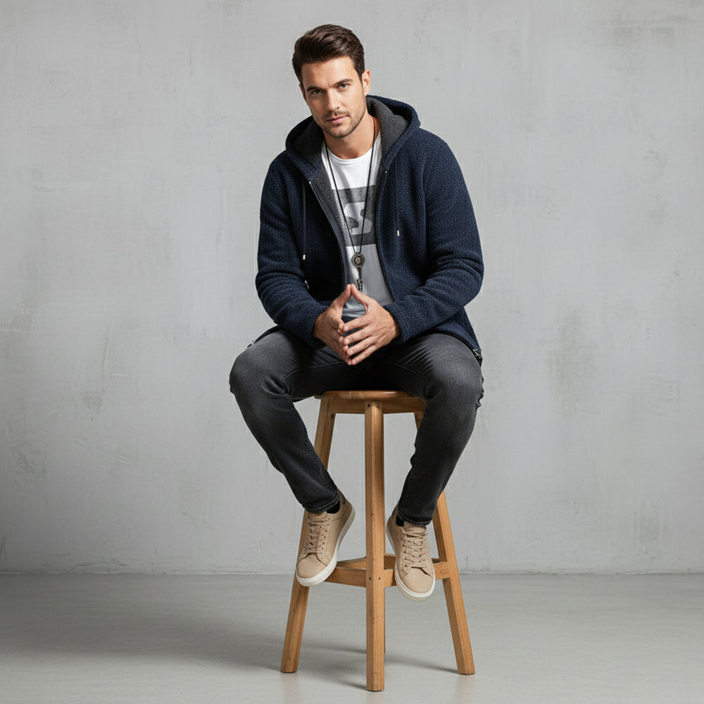 Herren Fleecejacke mit Kapuze | Winter