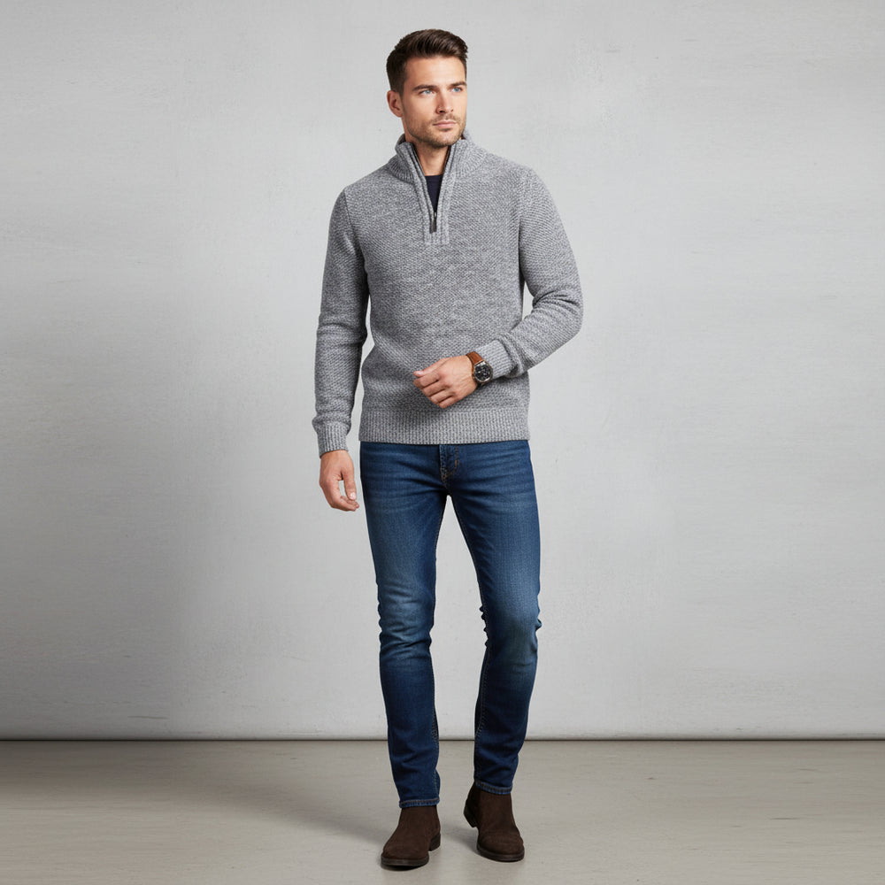 Warmer Herren Pullover mit Stehkragen | Slim Fit | Winter