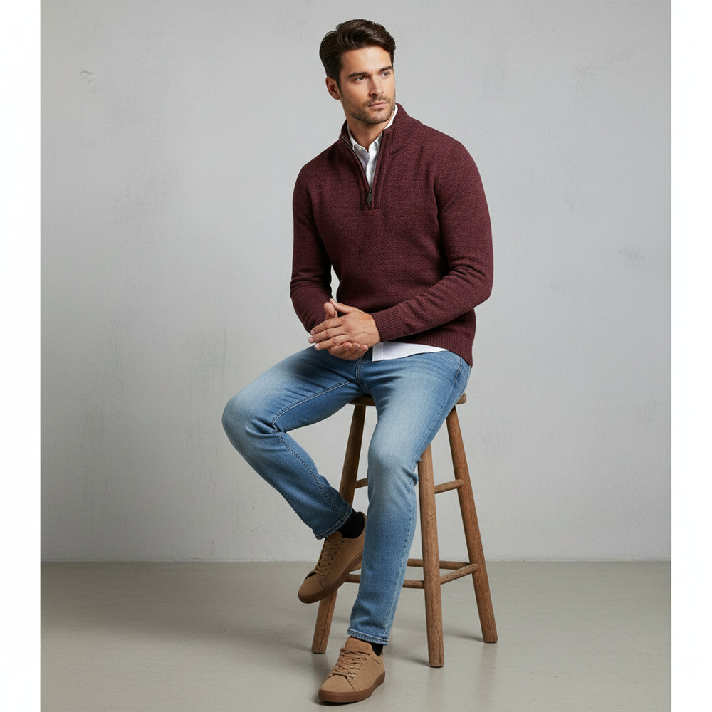 Warmer Herren Pullover mit Stehkragen | Slim Fit | Winter