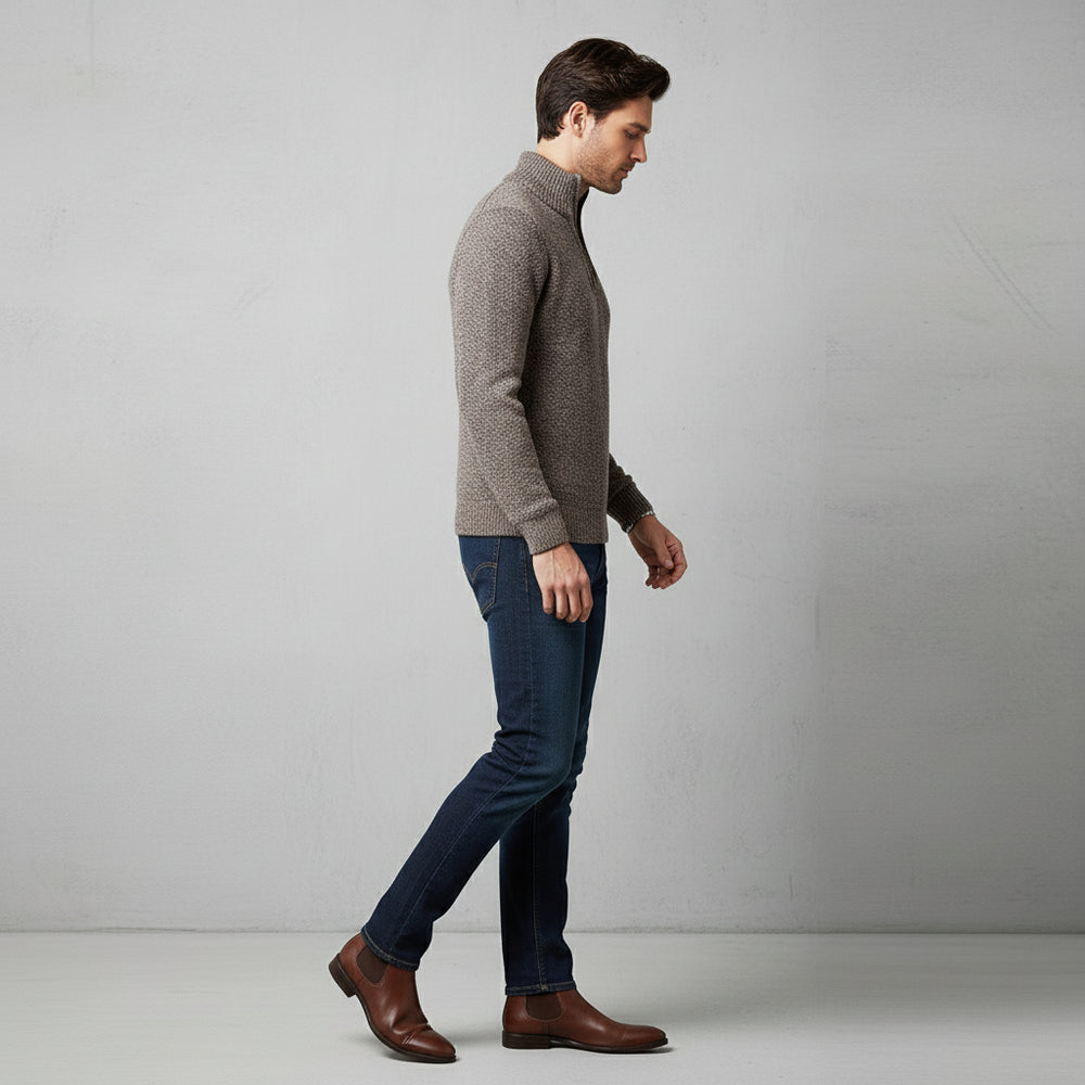 Warmer Herren Pullover mit Stehkragen | Slim Fit | Winter