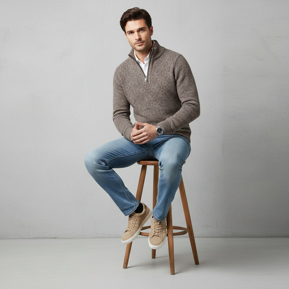 Warmer Herren Pullover mit Stehkragen | Slim Fit | Winter