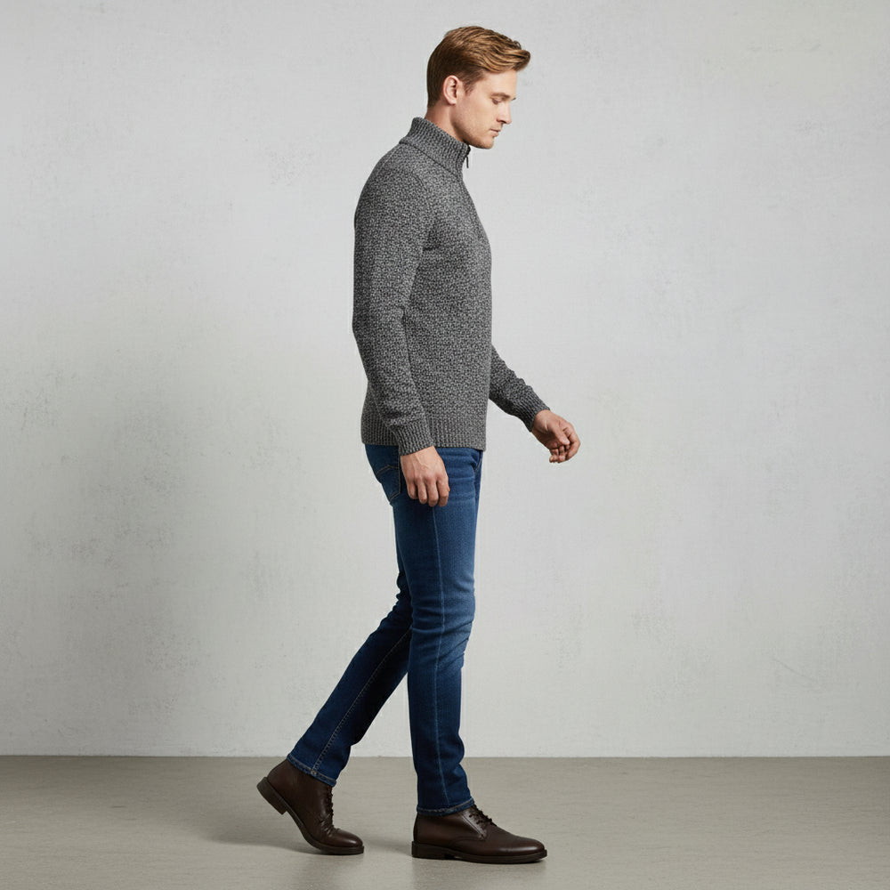 Warmer Herren Pullover mit Stehkragen | Slim Fit | Winter