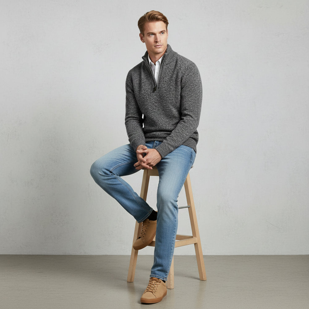 Warmer Herren Pullover mit Stehkragen | Slim Fit | Winter