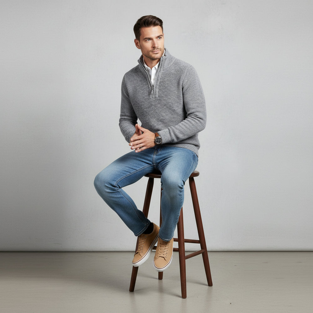 Warmer Herren Pullover mit Stehkragen | Slim Fit | Winter