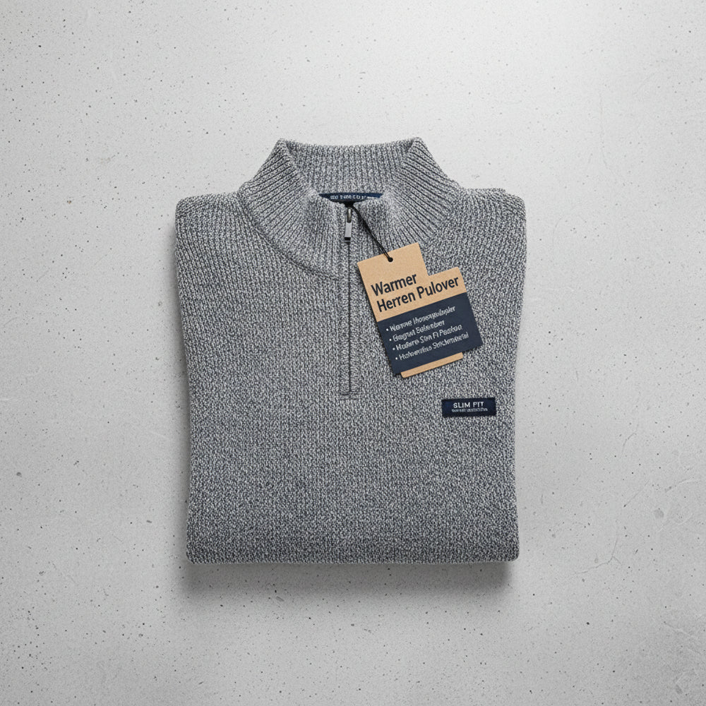 Warmer Herren Pullover mit Stehkragen | Slim Fit | Winter