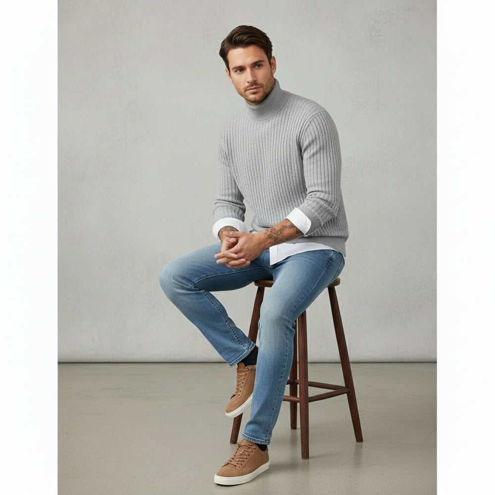 Herren Rollkragen Strickpullover Slim Fit | Winter