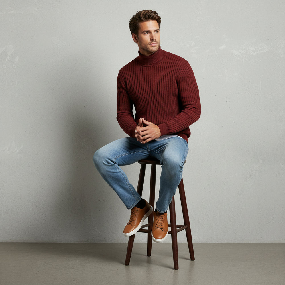 Herren Rollkragen Strickpullover Slim Fit | Winter