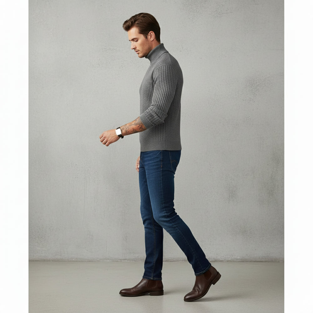 Herren Rollkragen Strickpullover Slim Fit | Winter