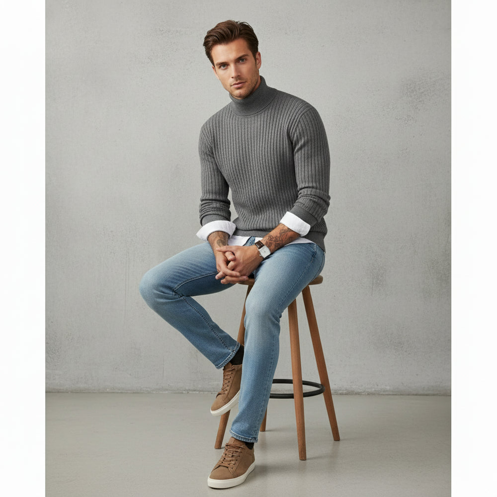 Herren Rollkragen Strickpullover Slim Fit | Winter