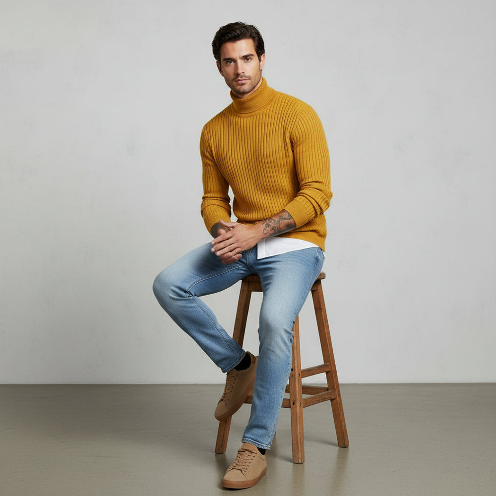 Herren Rollkragen Strickpullover Slim Fit | Winter