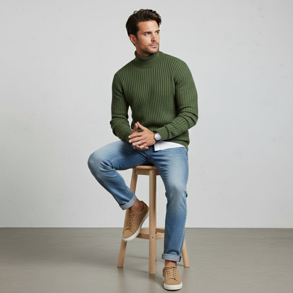 Herren Rollkragen Strickpullover Slim Fit | Winter