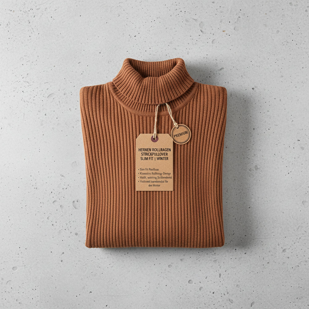 Herren Rollkragen Strickpullover Slim Fit | Winter