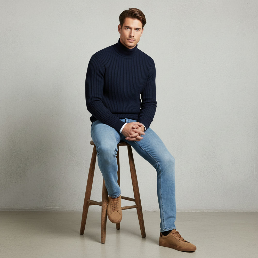 Herren Rollkragen Strickpullover Slim Fit | Winter