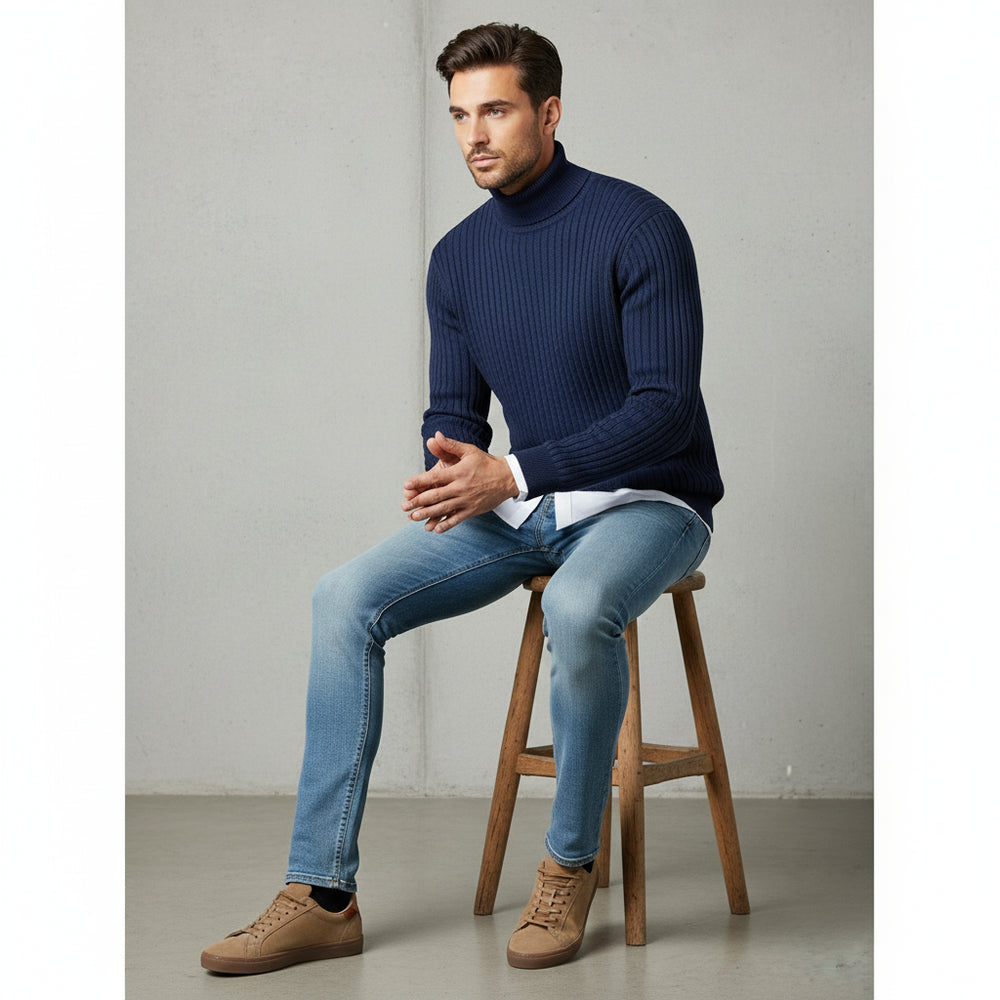 Herren Rollkragen Strickpullover Slim Fit | Winter