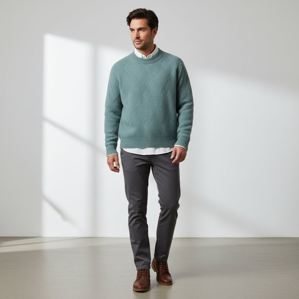 Lockerer Herren Strickpullover | Jacquard | Winter