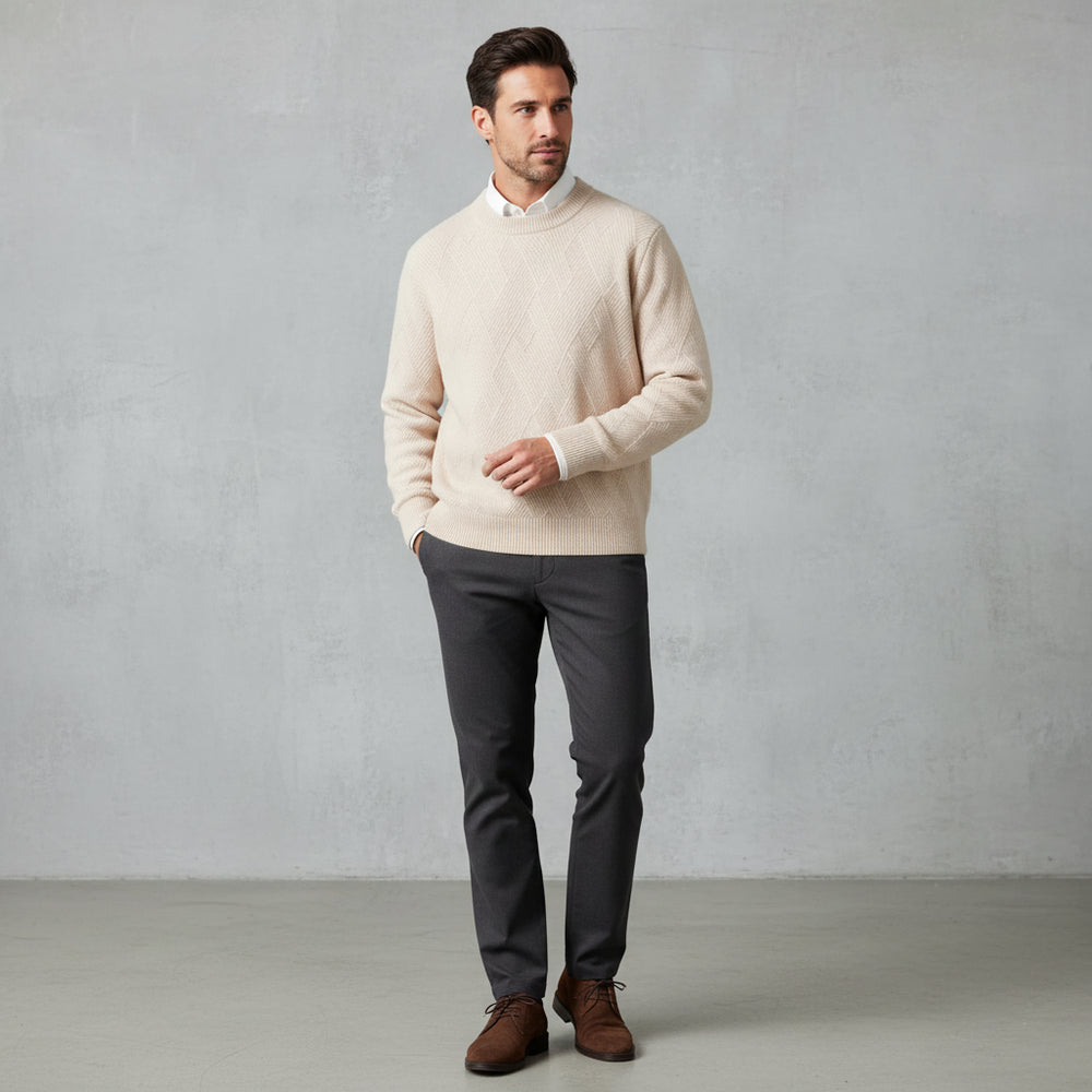 Lockerer Herren Strickpullover | Jacquard | Winter