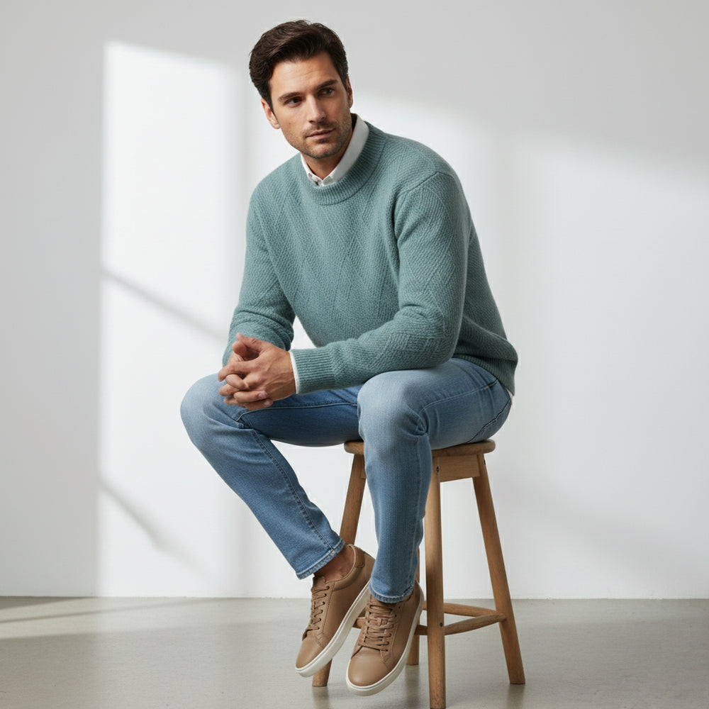 Lockerer Herren Strickpullover | Jacquard | Winter