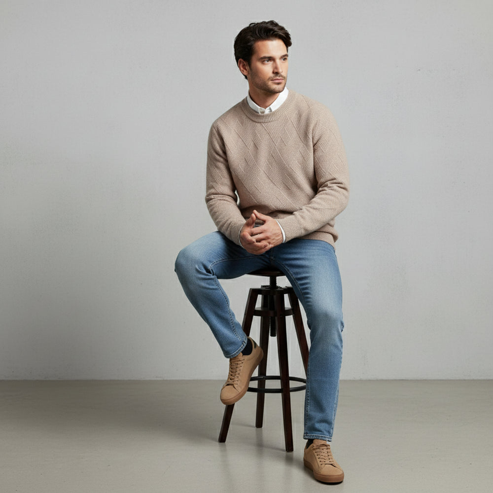 Lockerer Herren Strickpullover | Jacquard | Winter