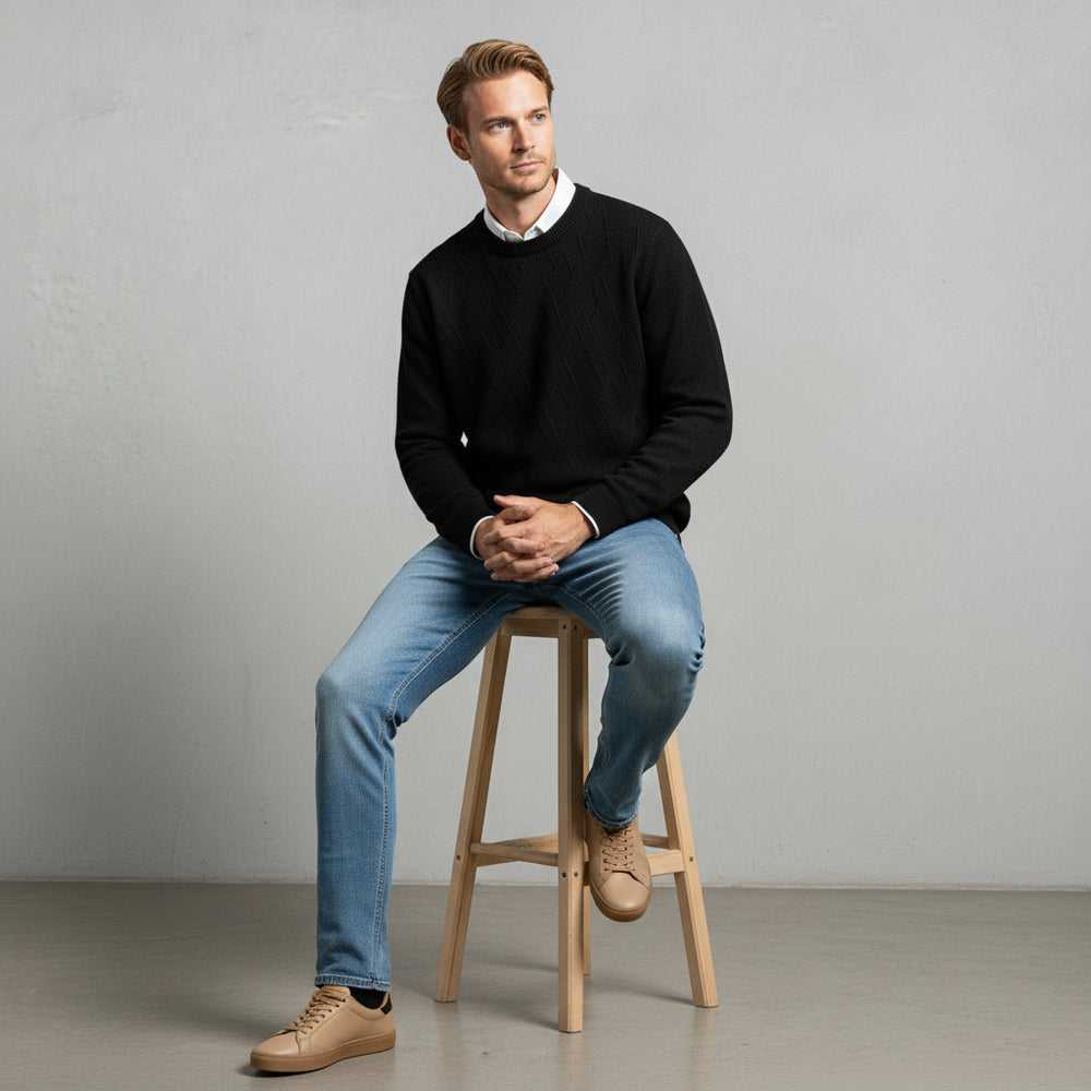 Lockerer Herren Strickpullover | Jacquard | Winter