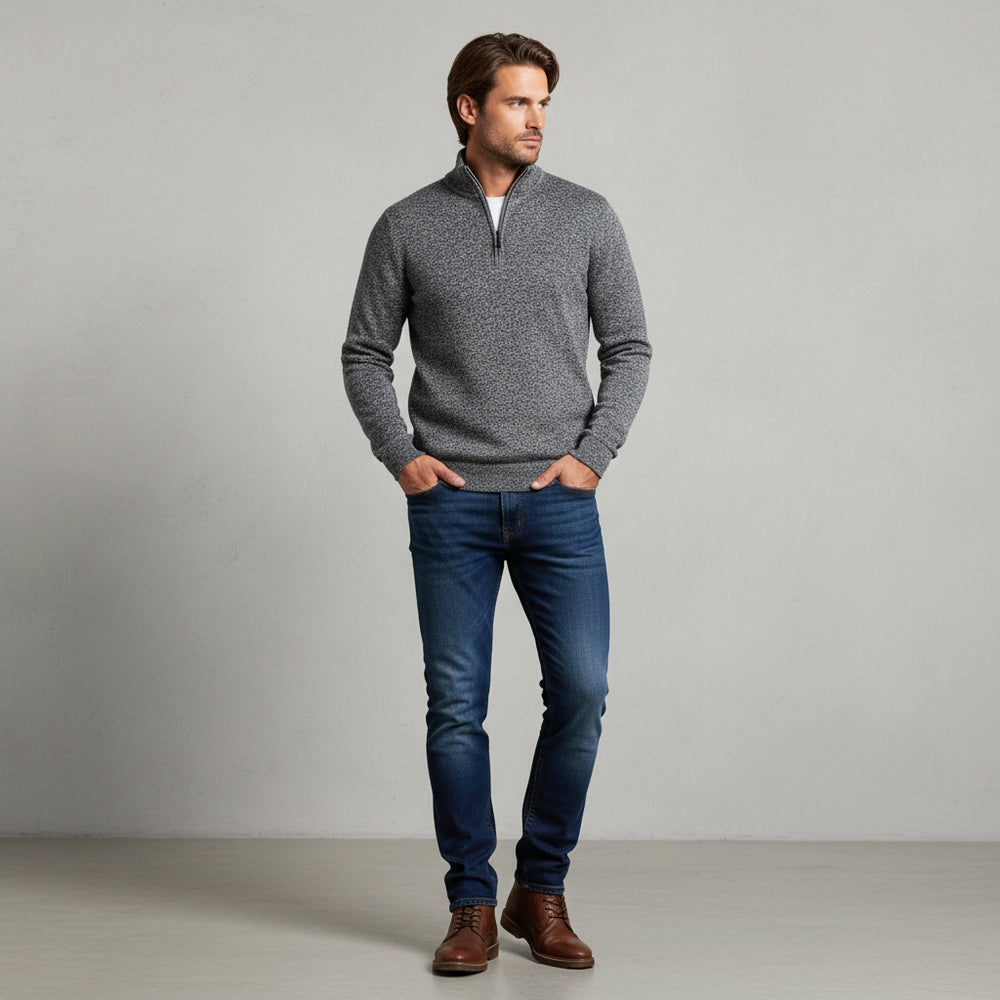 Warmer Herren Pullover mit Reißverschlusskragen | Herbst