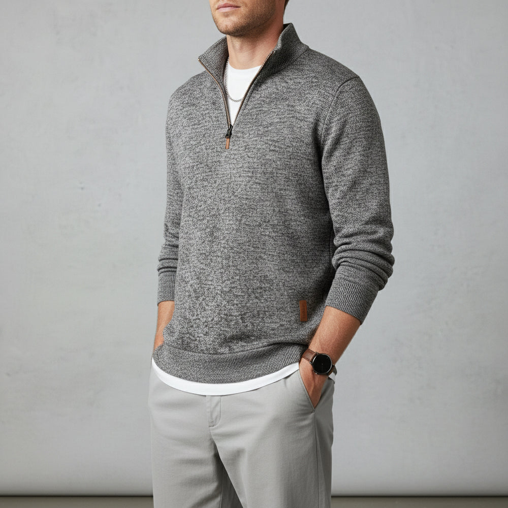 Warmer Herren Pullover mit Reißverschlusskragen | Herbst