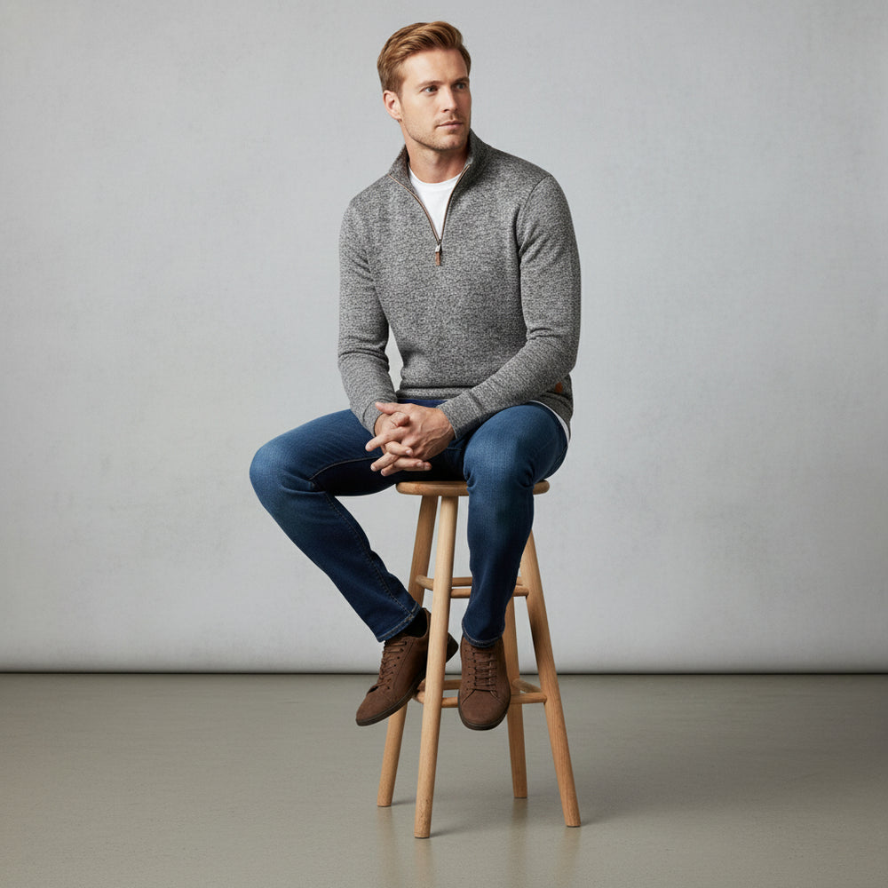 Warmer Herren Pullover mit Reißverschlusskragen | Herbst