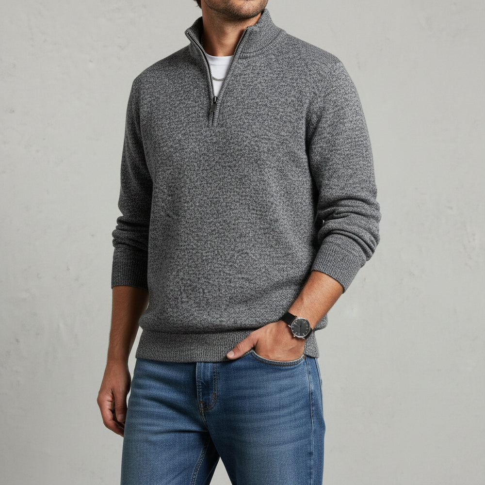 Warmer Herren Pullover mit Reißverschlusskragen | Herbst