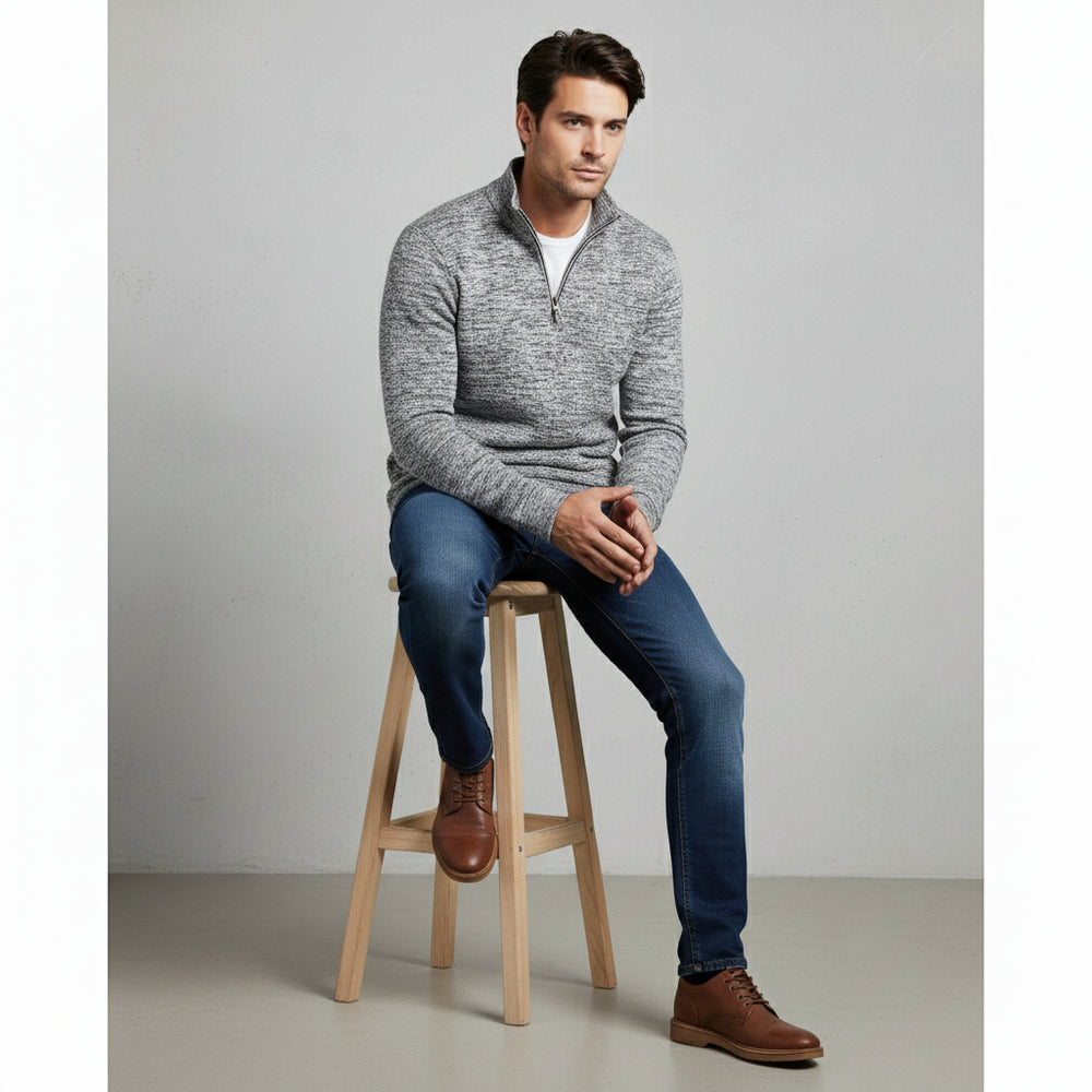 Warmer Herren Pullover mit Reißverschlusskragen | Herbst