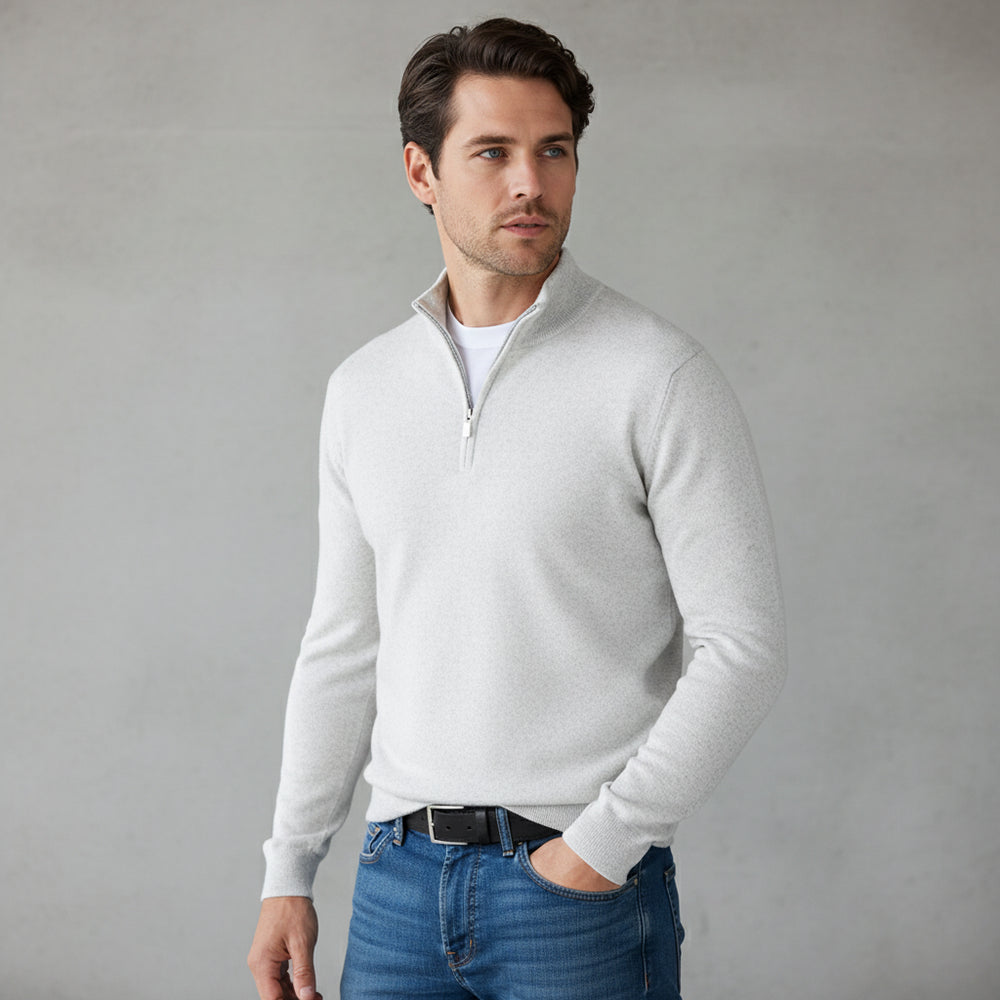 Warmer Herren Strickpullover Half-Zip | Slim Fit | Herbst