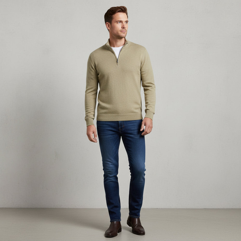 Warmer Herren Strickpullover Half-Zip | Slim Fit | Herbst