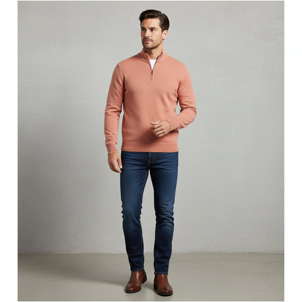 Warmer Herren Strickpullover Half-Zip | Slim Fit | Herbst