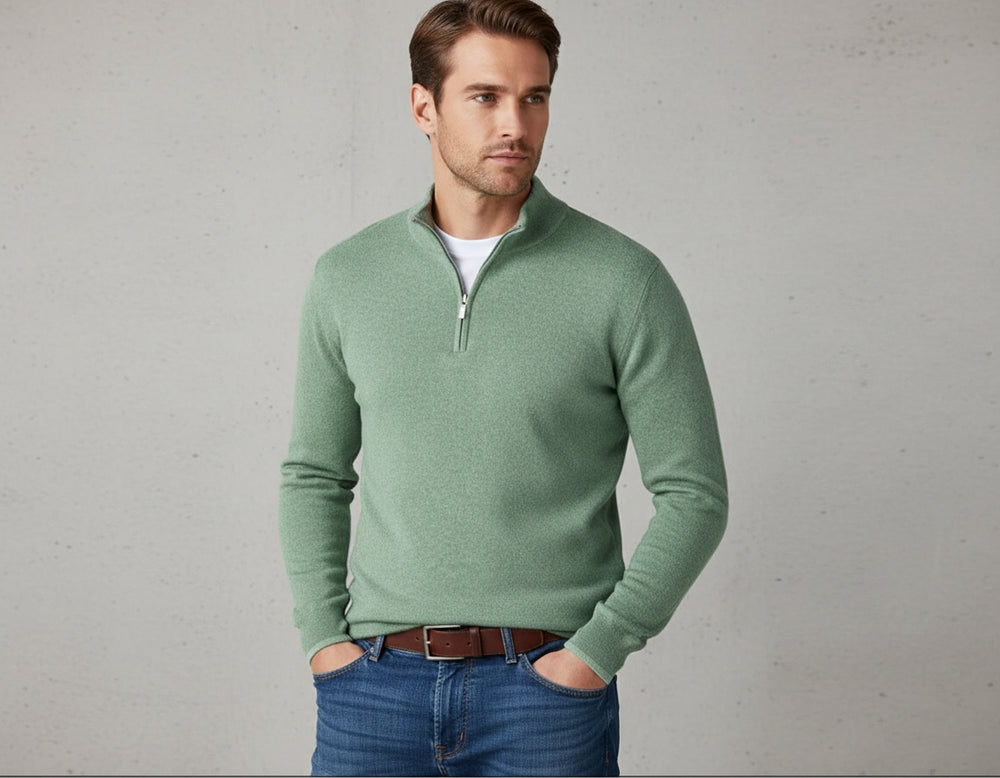 Warmer Herren Strickpullover Half-Zip | Slim Fit | Herbst