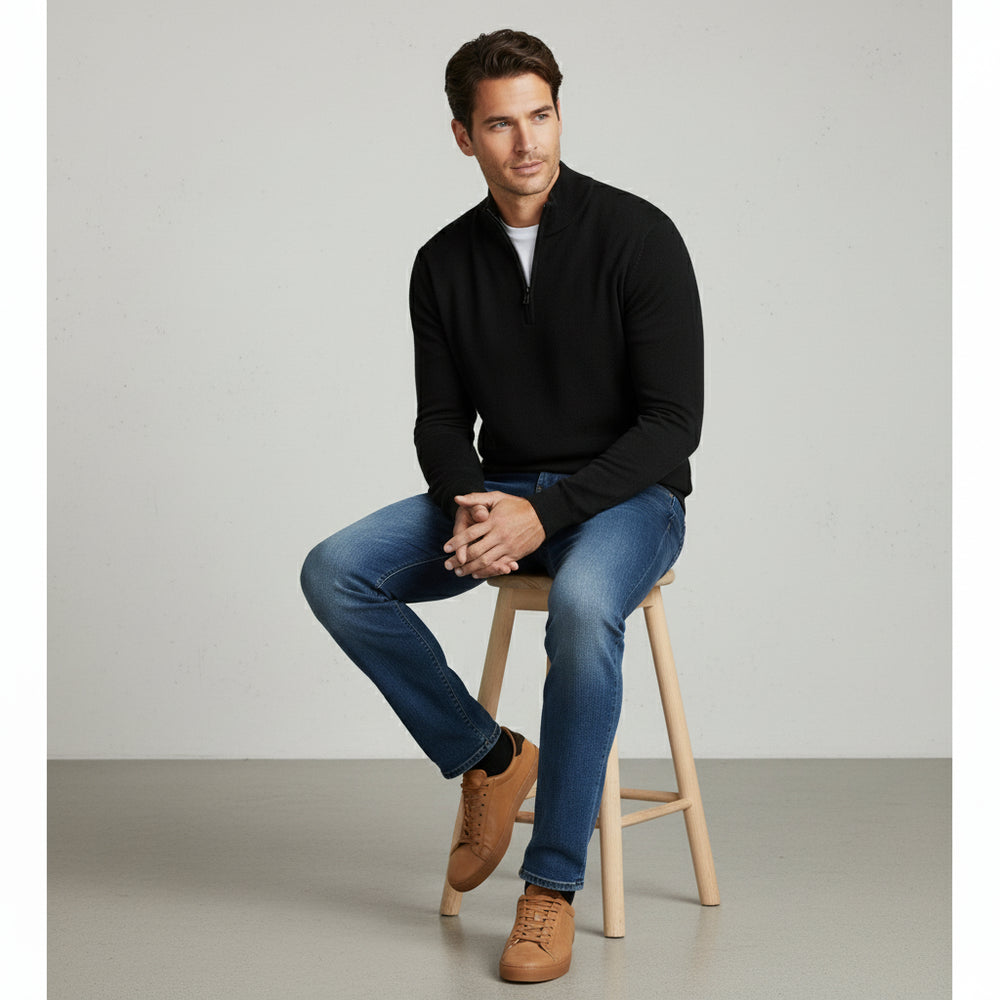 Warmer Herren Strickpullover Half-Zip | Slim Fit | Herbst