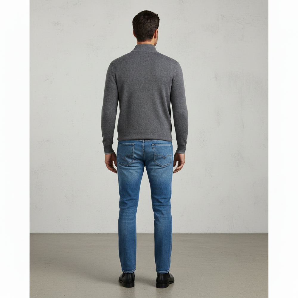 Warmer Herren Strickpullover Half-Zip | Slim Fit | Herbst