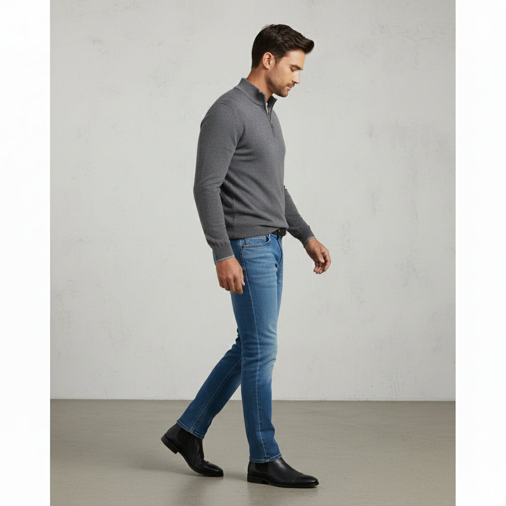 Warmer Herren Strickpullover Half-Zip | Slim Fit | Herbst