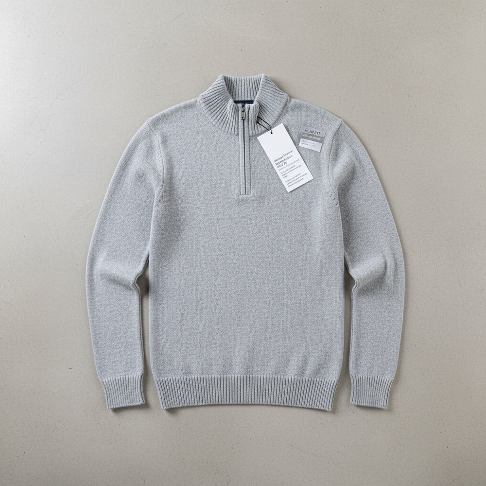 Warmer Herren Strickpullover Half-Zip | Slim Fit | Herbst