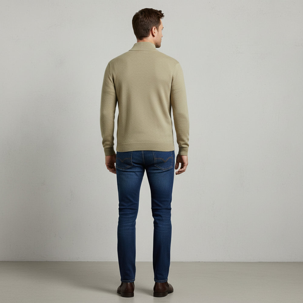 Warmer Herren Strickpullover Half-Zip | Slim Fit | Herbst