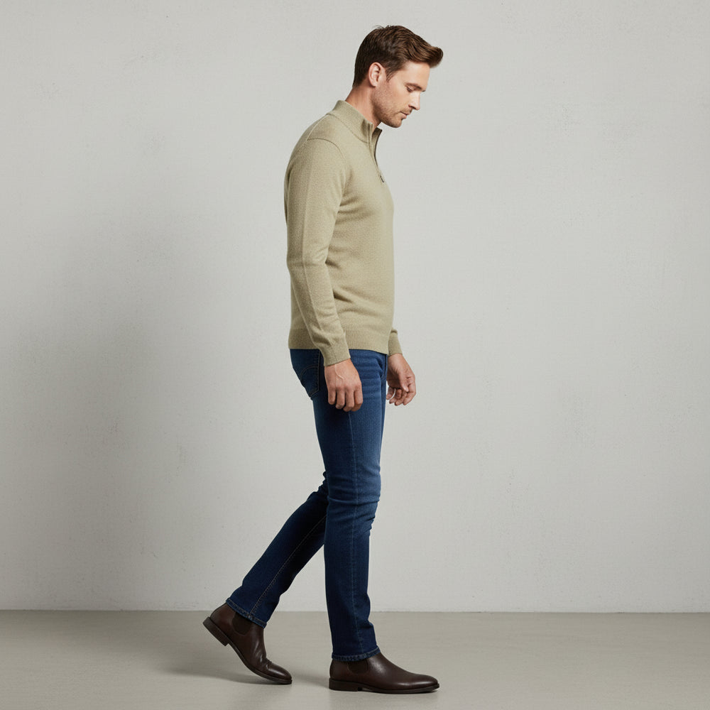 Warmer Herren Strickpullover Half-Zip | Slim Fit | Herbst