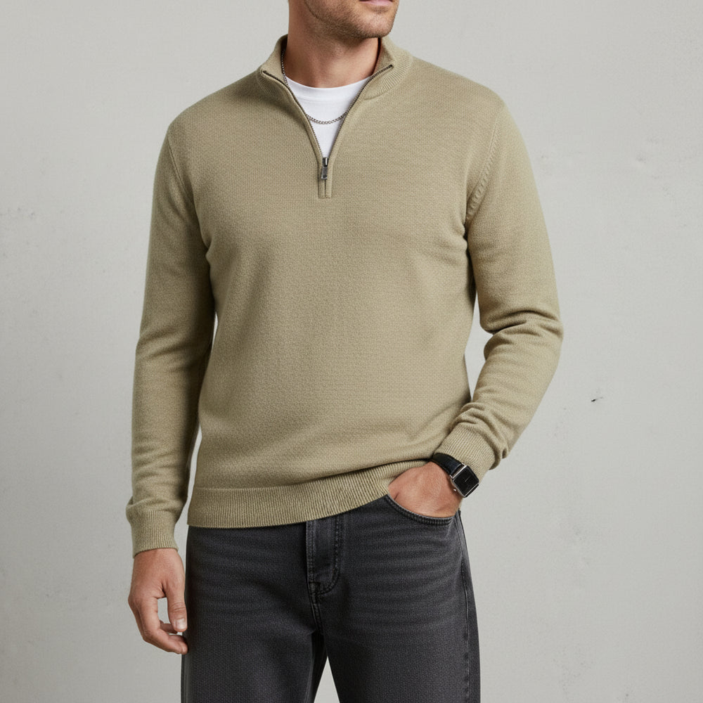 Warmer Herren Strickpullover Half-Zip | Slim Fit | Herbst